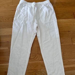 J Crew Cropped White Line Pants Size M